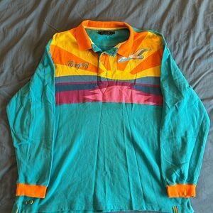 Vintage 90s COOGI Long Sleeve Polo Shirt Colorblock Size XXL 2XL Embroidered